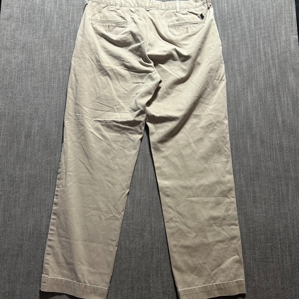 VTG Y2K Polo Ralph Lauren Preston Pant Mens 34/32 Khaki Tan Cotton Straight - Picture 7 of 9